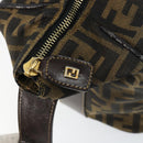 FENDI Zucca Canvas Hand Bag Black Brown Auth 149263-18