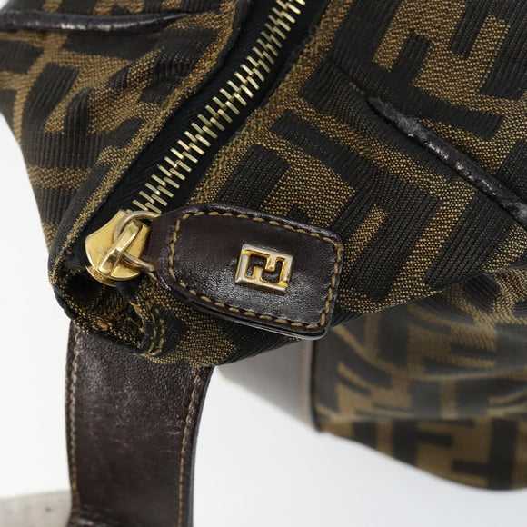 FENDI Zucca Canvas Handtasche Schwarz Braun Auth 149263
