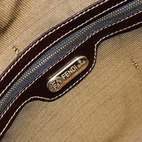 FENDI Zucca Canvas Hand Bag Black Brown Auth 149263