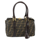 FENDI Zucca Canvas Hand Bag Black Brown Auth 149263-2