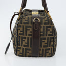 FENDI Zucca Canvas Hand Bag Black Brown Auth 149263-4
