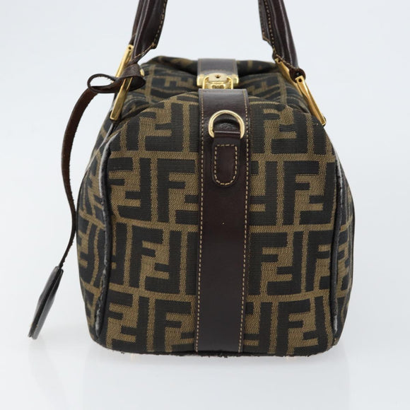 FENDI Zucca Canvas Handtasche Schwarz Braun Auth 149263