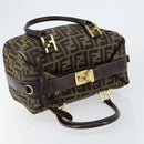 FENDI Zucca Canvas Hand Bag Black Brown Auth 149263-6