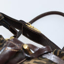 FENDI Zucca Canvas Hand Bag Black Brown Auth 149263-7