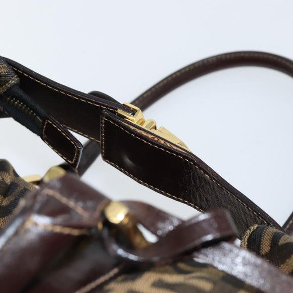 FENDI Zucca Canvas Handtasche Schwarz Braun Auth 149263