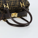 FENDI Zucca Canvas Hand Bag Black Brown Auth 149263-8