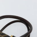 FENDI Zucca Canvas Hand Bag Black Brown Auth 149263-9