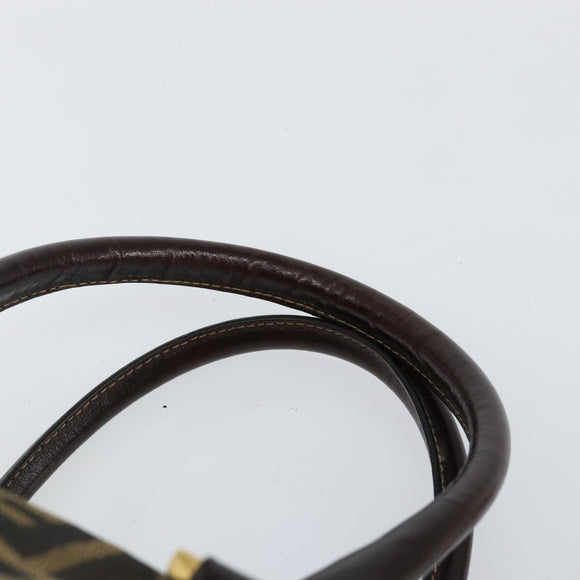 FENDI Zucca Canvas Handtasche Schwarz Braun Auth 149263