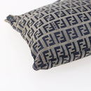 FENDI Zucchino Canvas Shoulder Bag Navy Silver Auth 149264-15