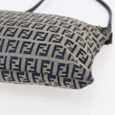 FENDI Zucchino Canvas Shoulder Bag Navy Silver Auth 149264-16