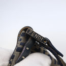 FENDI Zucchino Canvas Shoulder Bag Navy Silver Auth 149264-18