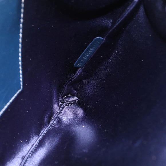 FENDI Zucchino Canvas Shoulder Bag Navy Silver Auth 149264