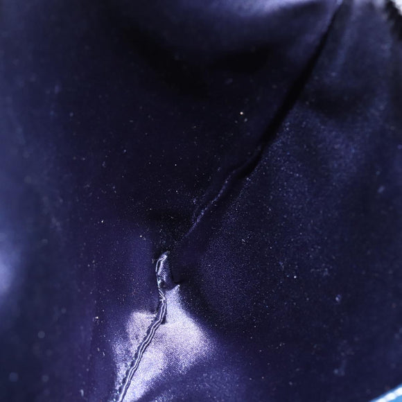 FENDI Zucchino Canvas Shoulder Bag Navy Silver Auth 149264