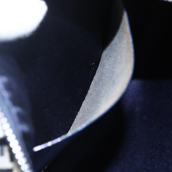 FENDI Zucchino Canvas Shoulder Bag Navy Silver Auth 149264