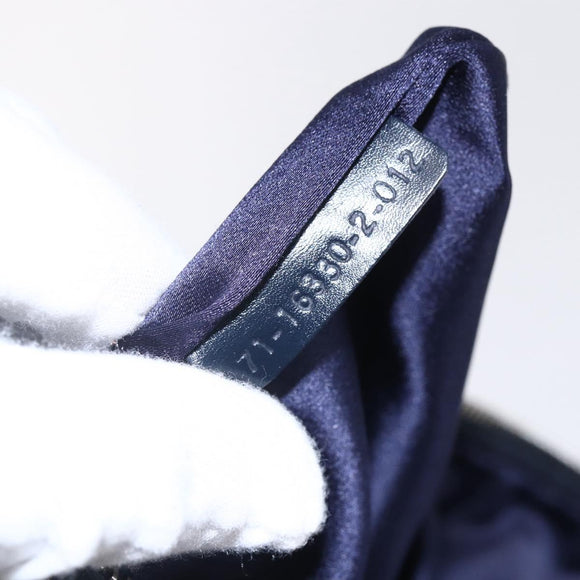 FENDI Zucchino Canvas Shoulder Bag Navy Silver Auth 149264