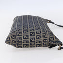 FENDI Zucchino Canvas Shoulder Bag Navy Silver Auth 149264-4