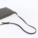 FENDI Zucchino Canvas Shoulder Bag Navy Silver Auth 149264-7