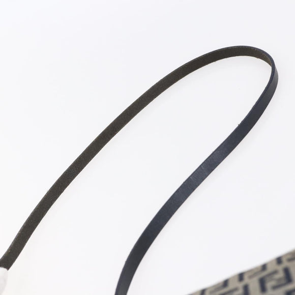 FENDI Zucchino Canvas Shoulder Bag Navy Silver Auth 149264