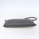 FENDI Zucchino Canvas Shoulder Bag Navy Silver Auth 149264-5