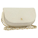 BALLY Chain Shoulder Bag Leather White Gold Auth 149267-1