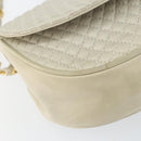 BALLY Chain Shoulder Bag Leather White Gold Auth 149267-11
