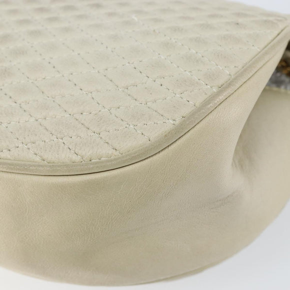 BALLY Chain Shoulder Bag Leather White Gold Auth 149267