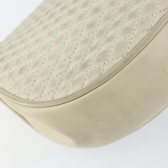 BALLY Chain Shoulder Bag Leather White Gold Auth 149267