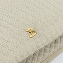 BALLY Chain Shoulder Bag Leather White Gold Auth 149267-14