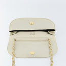 BALLY Chain Shoulder Bag Leather White Gold Auth 149267-15