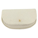 BALLY Chain Shoulder Bag Leather White Gold Auth 149267-2