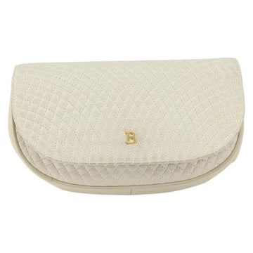 BALLY Chain Shoulder Bag Leather White Gold Auth 149267 - 0