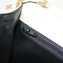 BALLY Chain Shoulder Bag Leather White Gold Auth 149267-20