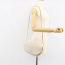 BALLY Chain Shoulder Bag Leather White Gold Auth 149267-23