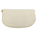 BALLY Chain Shoulder Bag Leather White Gold Auth 149267-3