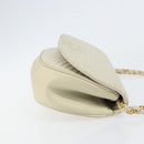 BALLY Chain Shoulder Bag Leather White Gold Auth 149267-4