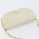 BALLY Chain Shoulder Bag Leather White Gold Auth 149267-6