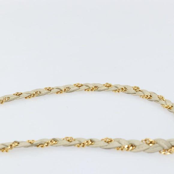 BALLY Chain Shoulder Bag Leather White Gold Auth 149267