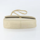 BALLY Chain Shoulder Bag Leather White Gold Auth 149267-9