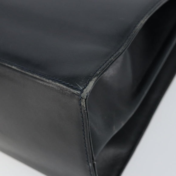 Salvatore Ferragamo Gancini Hand Bag Enamel Navy Gold Auth 149268