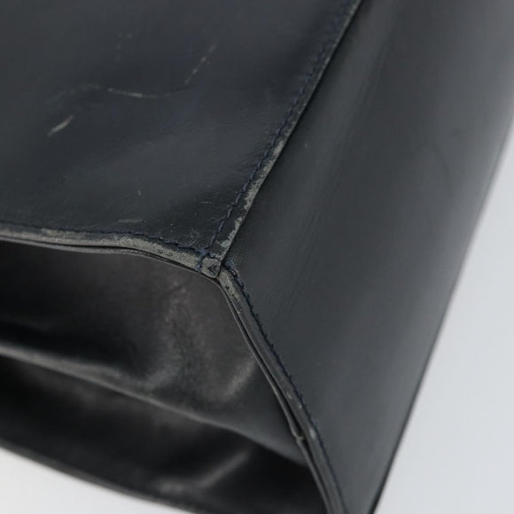 Salvatore Ferragamo Gancini Hand Bag Enamel Navy Gold Auth 149268