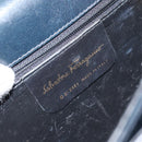 Salvatore Ferragamo Gancini Hand Bag Enamel Navy Gold Auth 149268-17