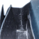 Salvatore Ferragamo Gancini Hand Bag Enamel Navy Gold Auth 149268-20