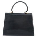 Salvatore Ferragamo Gancini Hand Bag Enamel Navy Gold Auth 149268-3