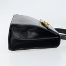 Salvatore Ferragamo Gancini Hand Bag Enamel Navy Gold Auth 149268-4