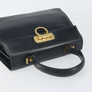 Salvatore Ferragamo Gancini Hand Bag Enamel Navy Gold Auth 149268-6