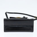 Salvatore Ferragamo Gancini Hand Bag Enamel 2way Black Gold Auth 149269-11