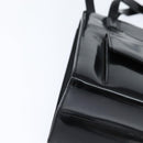 Salvatore Ferragamo Gancini Hand Bag Enamel 2way Black Gold Auth 149269-12