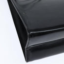 Salvatore Ferragamo Gancini Hand Bag Enamel 2way Black Gold Auth 149269-14