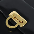 Salvatore Ferragamo Gancini Hand Bag Enamel 2way Black Gold Auth 149269-16