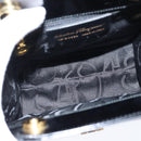 Salvatore Ferragamo Gancini Hand Bag Enamel 2way Black Gold Auth 149269-18